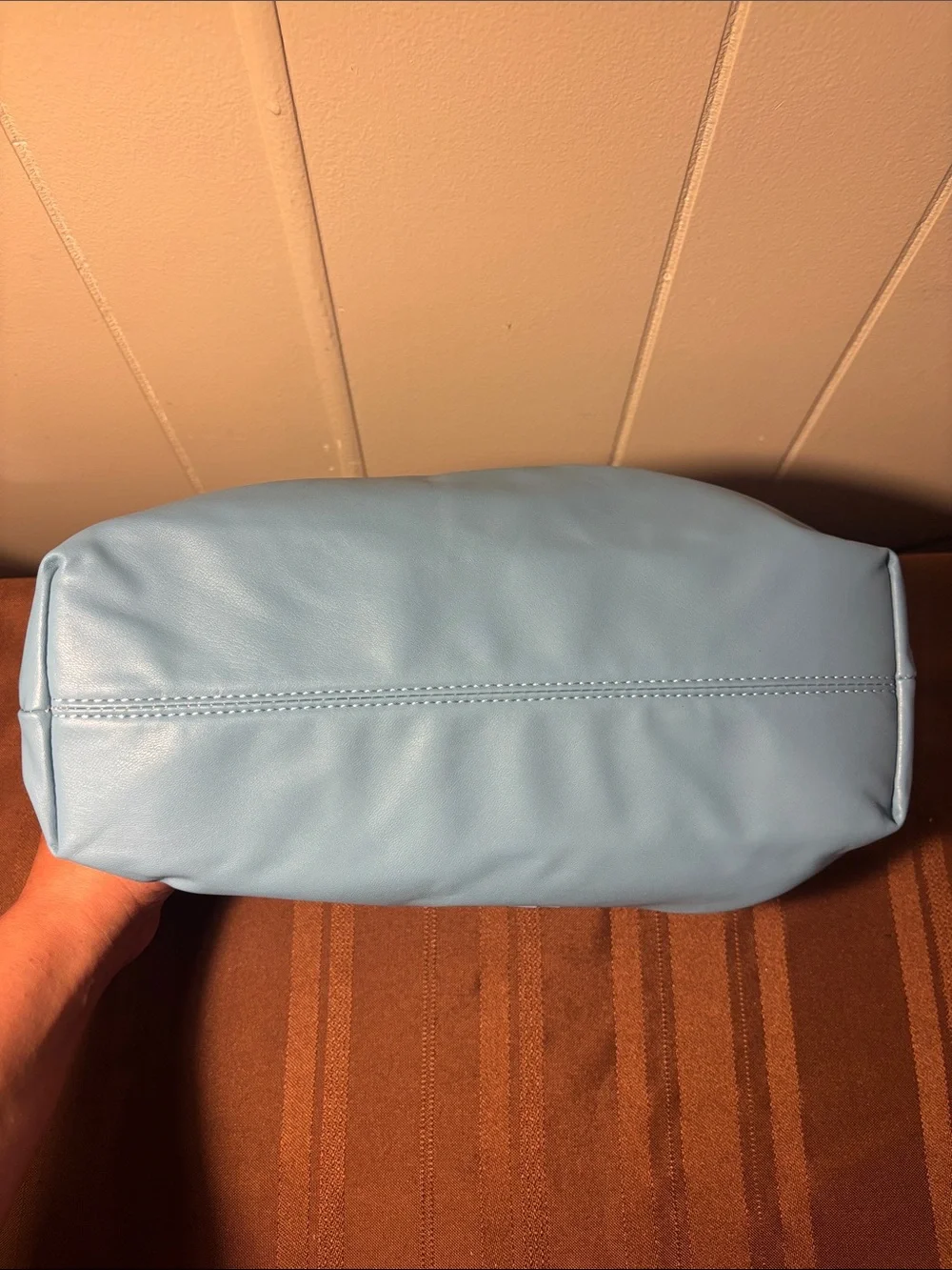 NWT Badgley Mischka Slouchy Cloud Clutch Bag with Chain Strap - Light Blue